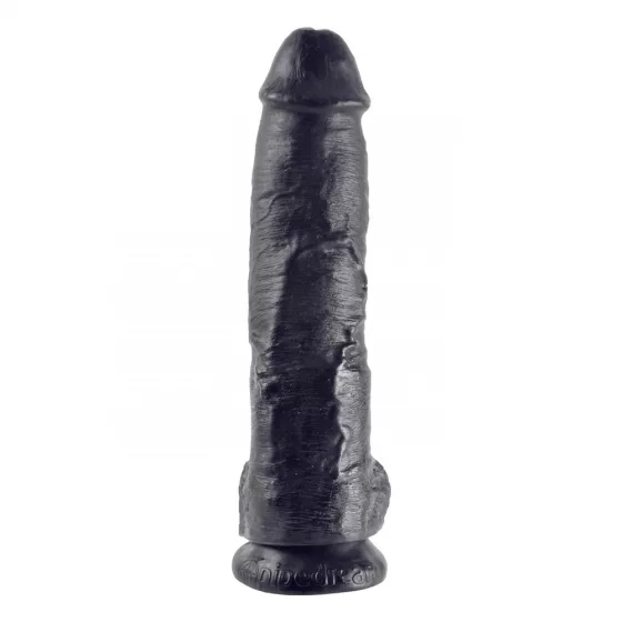 King Cock – 10" dildó herékkel (25 cm, fekete)