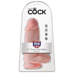   King Cock Chubby 9" vastag dildó, herékkel (23 cm - világos bőrszín)