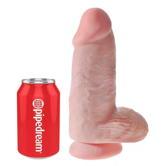 King Cock – Chubby 9" vastag dildó herékkel (23 cm, világos bőrszín)