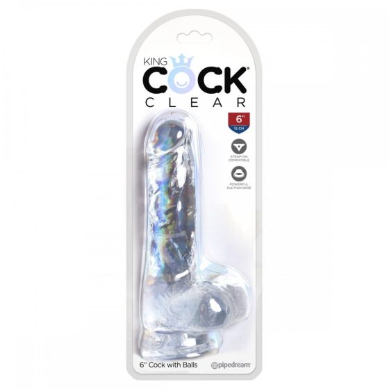 King Cock Clear 6" dildó herékkel (15 cm)