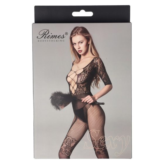 Rimes mintás, elöl pántos cicaruha (Model 7134)