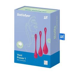   Satisfyer Yoni Power 1. három darabos, intim-izomzat regeneráló készlet (piros).