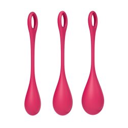   Satisfyer Yoni Power 1. három darabos, intim-izomzat regeneráló készlet (piros).