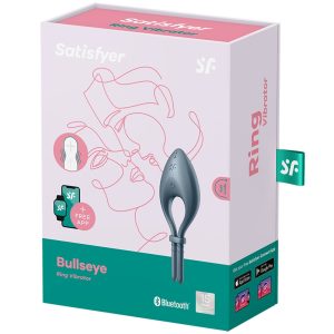 Satisfyer Bullseye méretre állítható, vibrációs péniszgyűrű (szürke) (APP-os)