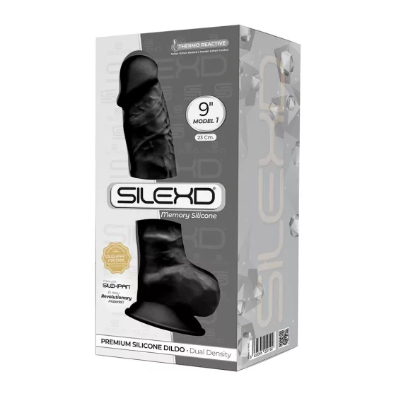 Silexd – Model 1. prémium dildó (24 cm, fekete bőrszín)