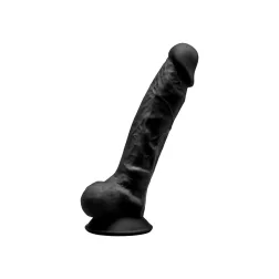   Silexd – Model 1. prémium dildó (18 cm, fekete bőrszín)