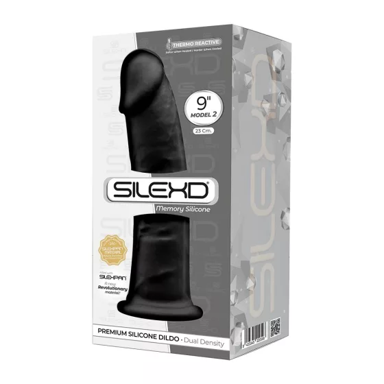 Silexd – Model 2. prémium dildó (23 cm, fekete bőrszín)