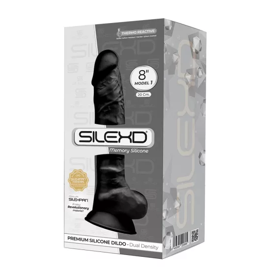 Silexd – Model 1. prémium dildó (21 cm, fekete bőrszín)