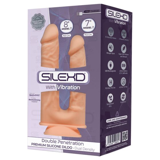 Silexd Double Penetration prémium dupla vibrátor (17,5 cm & 19,5 cm)