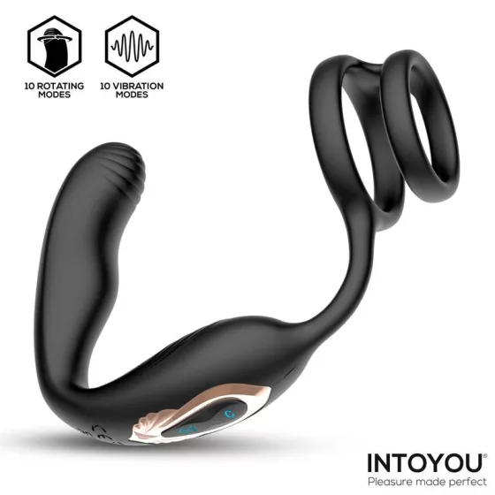IntoYou - Bruce forgófejes prosztatavibrátor, here és péniszgyűrűvel, távirányítóval