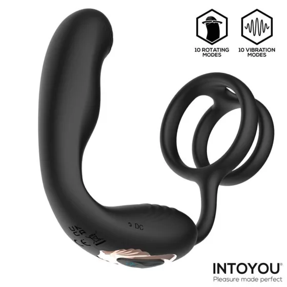 IntoYou - Bruce forgófejes prosztatavibrátor, here és péniszgyűrűvel, távirányítóval