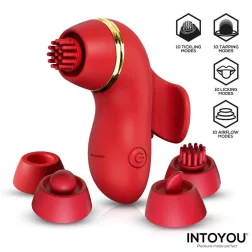   IntoYou - Benny multifunkciós csiklóizgató, 4 db feltéttel  (piros)