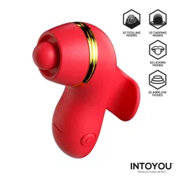   IntoYou - Benny multifunkciós csiklóizgató, 4 db feltéttel  (piros)