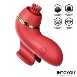   IntoYou - Benny multifunkciós csiklóizgató, 4 db feltéttel  (piros)