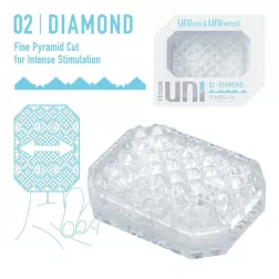   Tenga – UNI Diamond uniszex 2in1 maszturbátor és csiklóizgató (áttetsző)