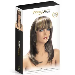   World Wigs – Kate hosszú, barna paróka, szőke tincsekkel