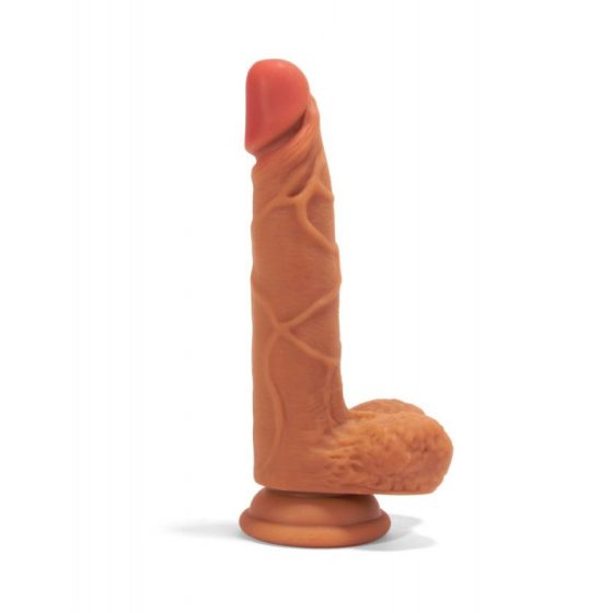 X-Men tapadótalpas szilikon dildó (18,8 cm - sötétbarna bőrszín)